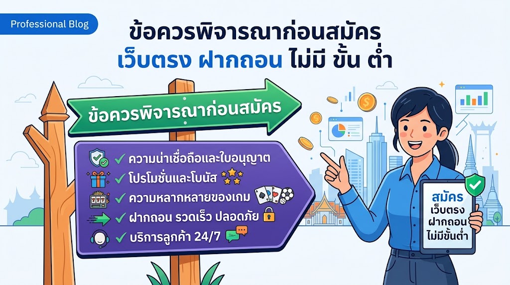 ข้อควรพิจารณาก่อนสมัคร เว็บตรง ฝากถอน ไม่มี ขั้น ต่ํา