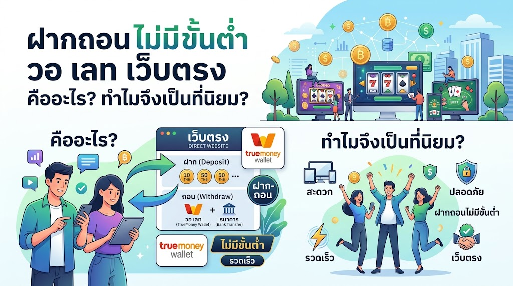 ฝากถอน ไม่มี ขั้นต่ํา วอ เลท เว็บตรง คืออะไร? ทำไมจึงเป็นที่นิยม?