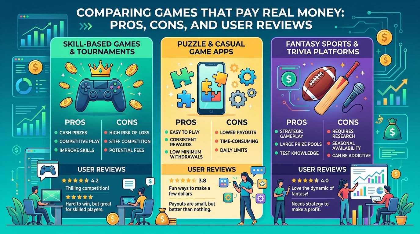 เปรียบเทียบเกมได้เงินจริง: ข้อดี-ข้อเสียและรีวิวจากผู้ใช้งาน