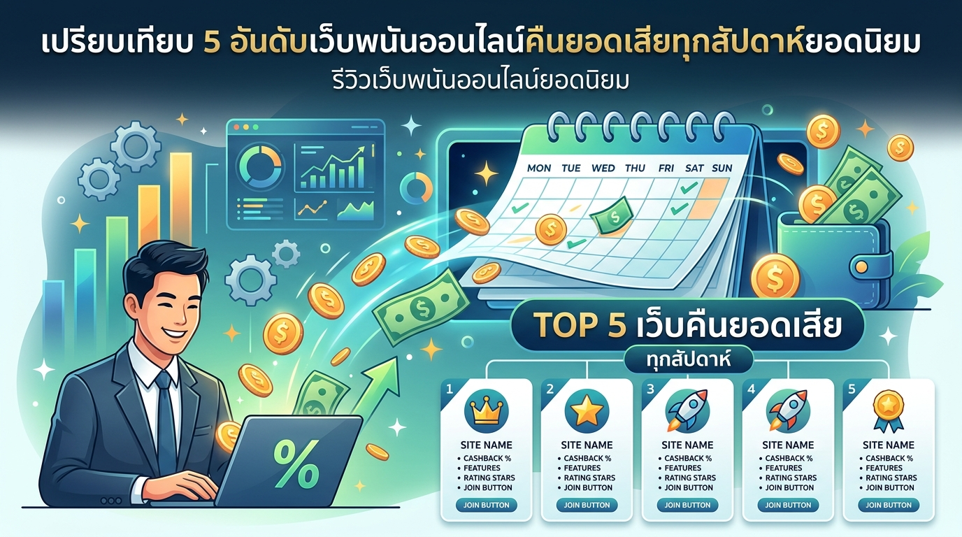 เปรียบเทียบ 5 อันดับเว็บพนันออนไลน์คืนยอดเสียทุกสัปดาห์ยอดนิยม